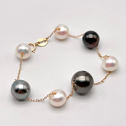 Star Light . Bracelet Tahitian and Freshwater Pearl in Gold 18K