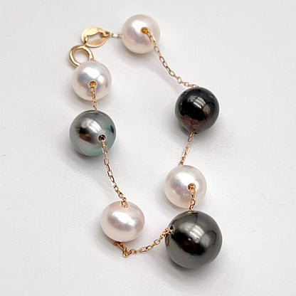 Star Light . Bracelet Tahitian and Freshwater Pearl in Gold 18K