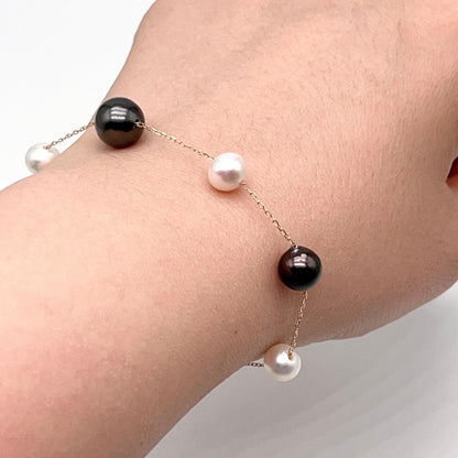Star Light . Bracelet Tahitian and Freshwater Pearl in Gold 18K