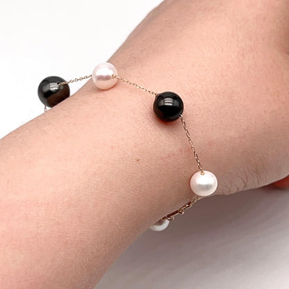 Star Light . Bracelet Tahitian and Freshwater Pearl in Gold 18K