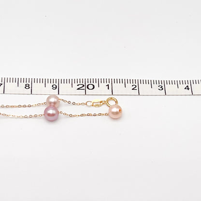 Star Light . Multi-color Freshwater Pearl Necklace in Gold 18K