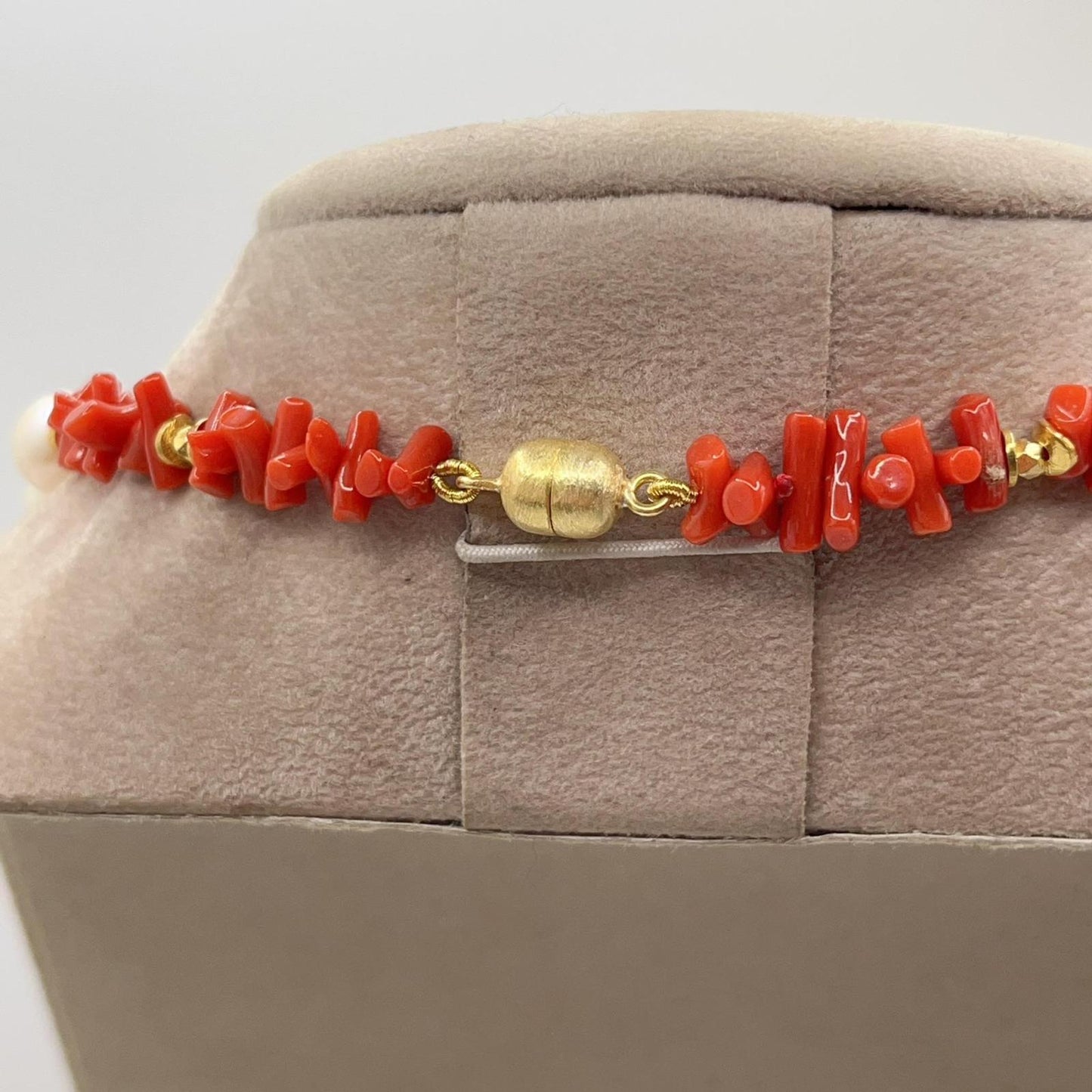 Italian Artisan Collection. Coral & Pearl Necklace in Silver 925 With Sea-Inspired Elements