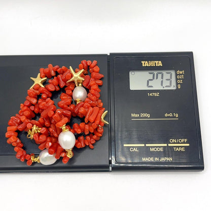 Italian Artisan Collection. Coral & Pearl Bracelet in Silver 925 With Sea-Inspired Elements