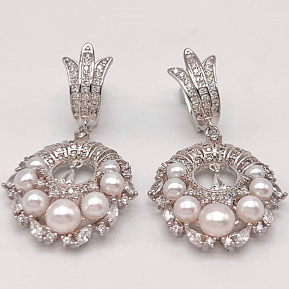 Antique Impression. Pearl Earring & Ring Set in Silver 925
