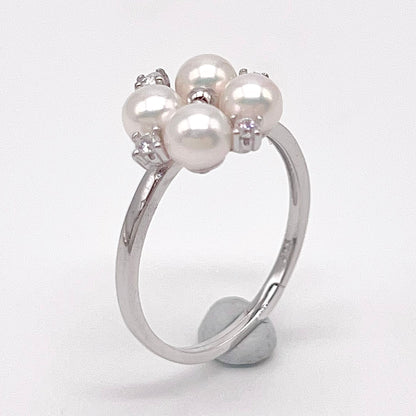 Antique Impression. Pearl Earring & Ring Set in Silver 925