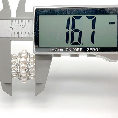 Antique Impression . Multi-pearl Ring in Silver 925 . 3 Line Button