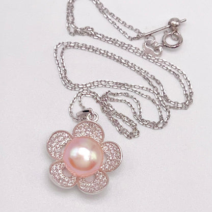 Modern Collection. Earring and Necklace of Pearl set in Silver 925. Azalea Set | Orange