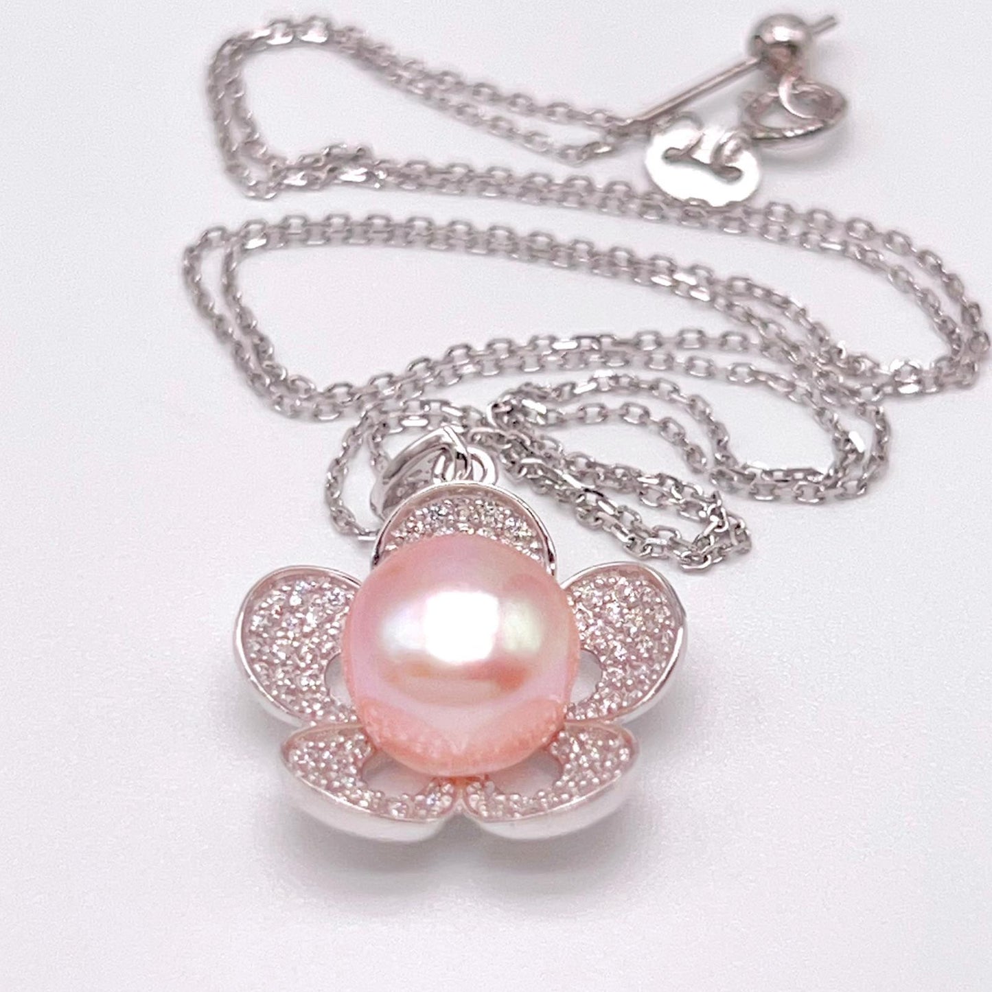 Modern Collection. Earring and Necklace of Pearl set in Silver 925. Azalea Set | Orange