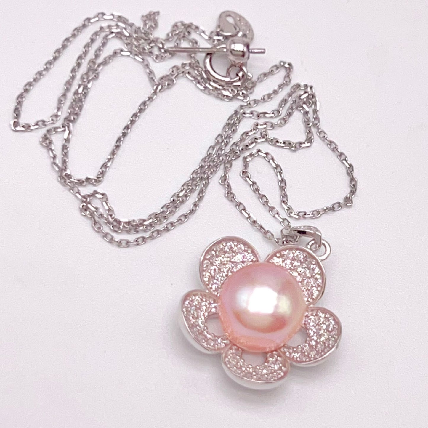Modern Collection. Earring and Necklace of Pearl set in Silver 925. Azalea Set | Orange