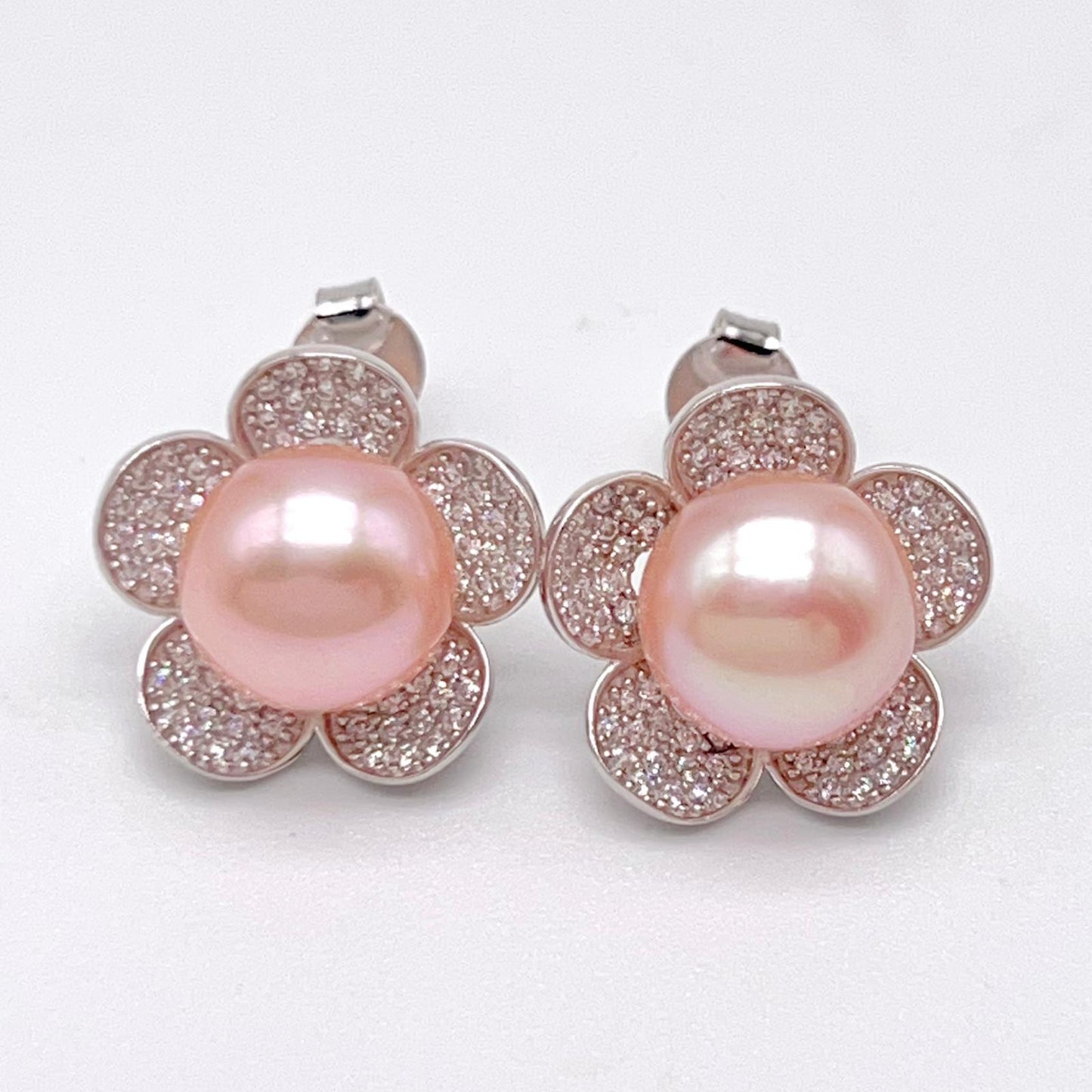 Modern Collection. Earring and Necklace of Pearl set in Silver 925. Azalea Set | Orange