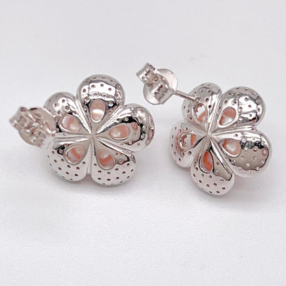 Modern Collection. Earring and Necklace of Pearl set in Silver 925. Azalea Set | Orange