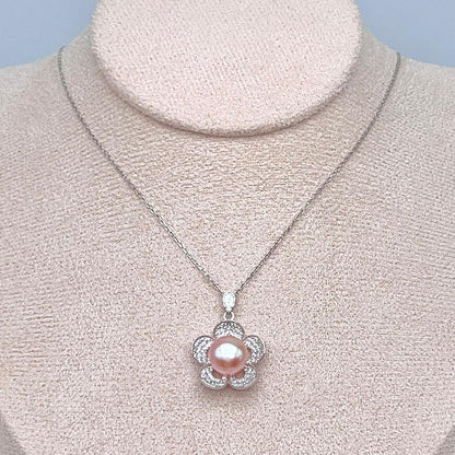 Modern Collection. Earring and Necklace of Pearl set in Silver 925. Azalea Set | Orange