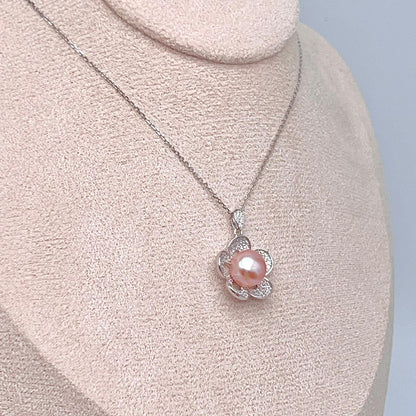 Modern Collection. Earring and Necklace of Pearl set in Silver 925. Azalea Set | Orange