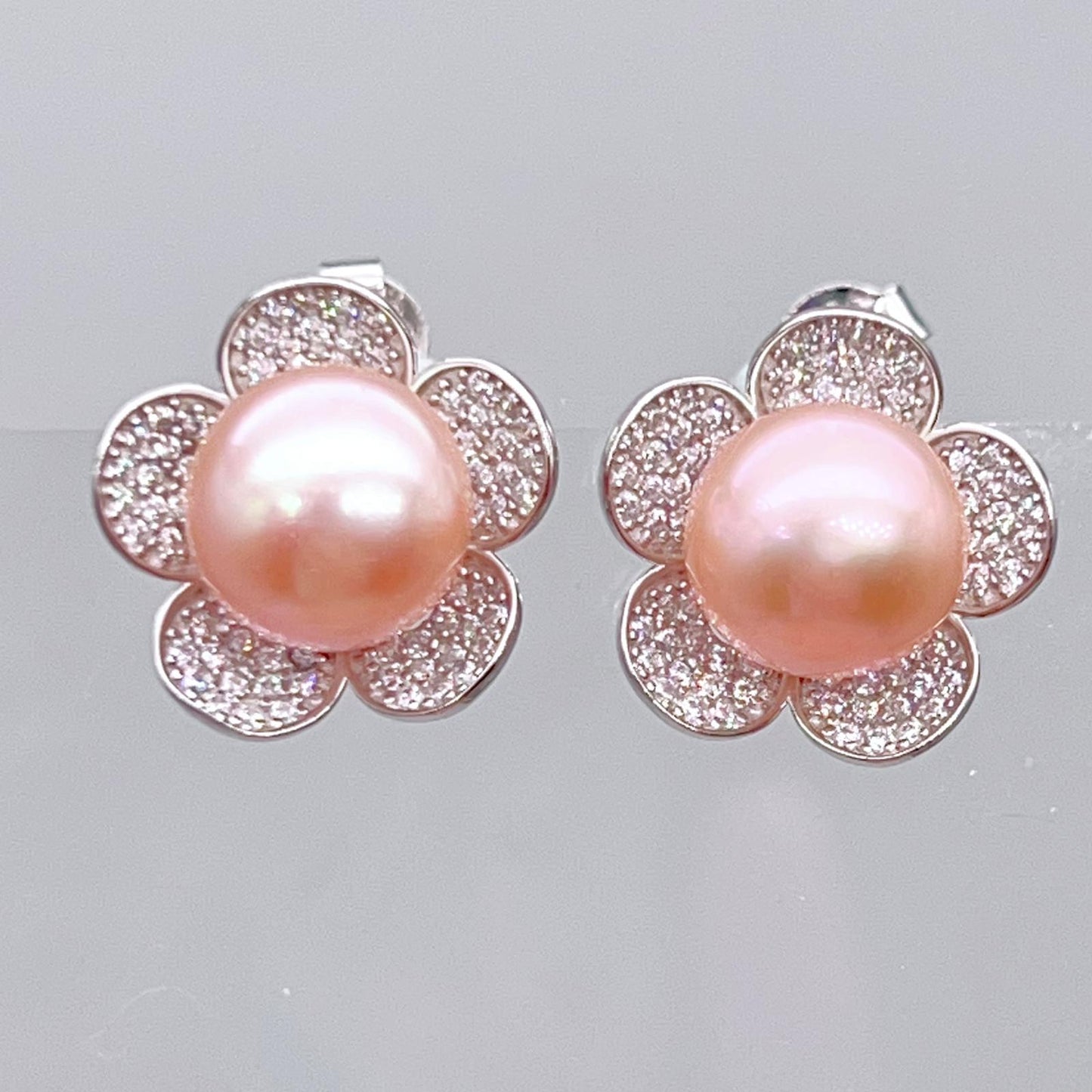 Modern Collection. Earring and Necklace of Pearl set in Silver 925. Azalea Set | Orange