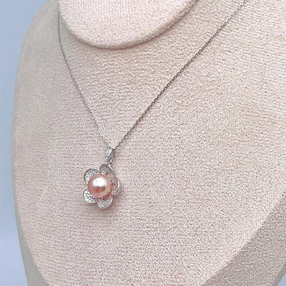 Modern Collection. Earring and Necklace of Pearl set in Silver 925. Azalea Set | Orange