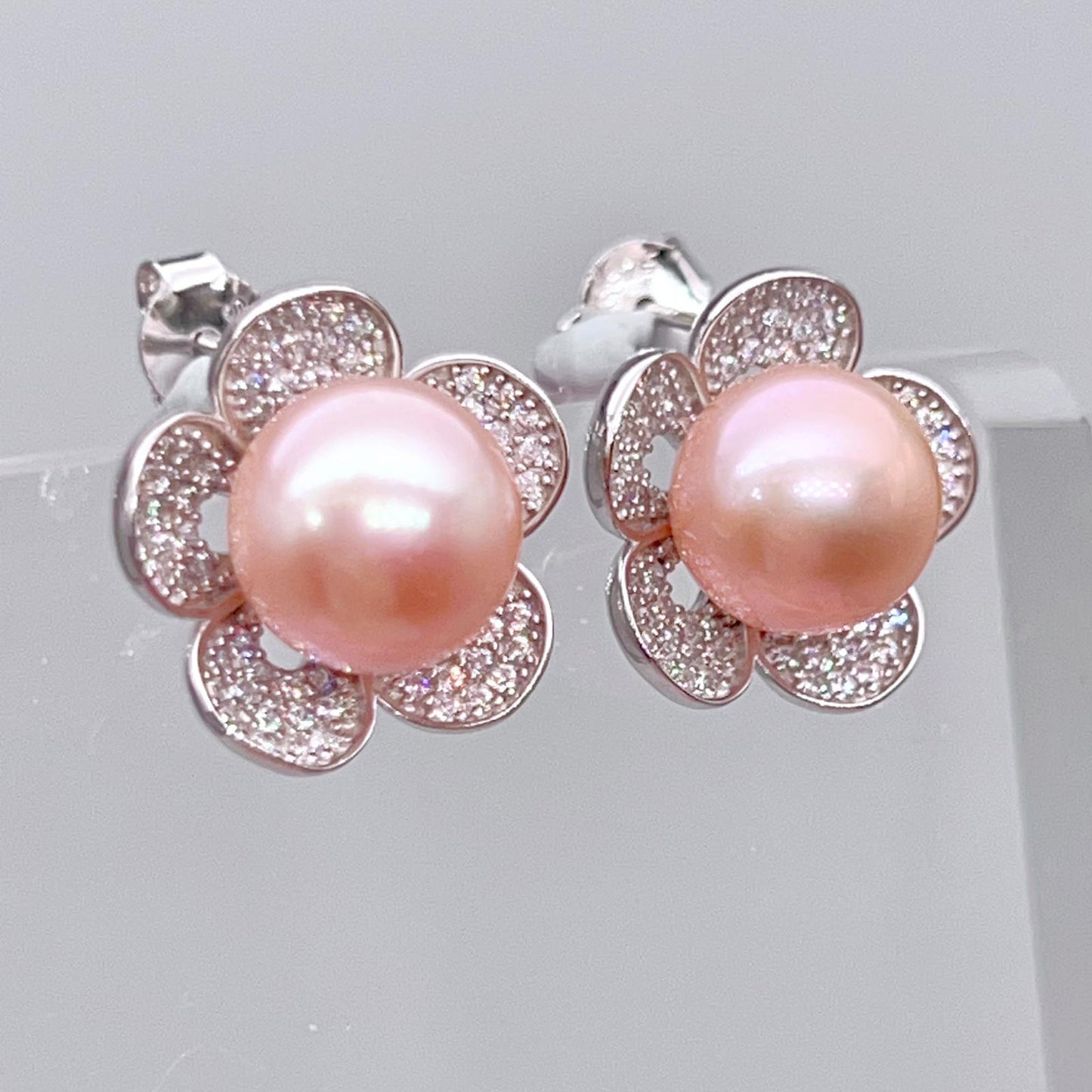 Modern Collection. Earring and Necklace of Pearl set in Silver 925. Azalea Set | Orange