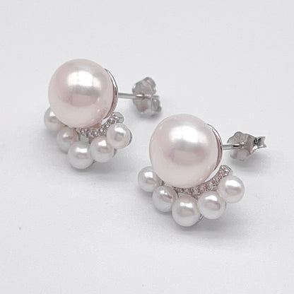 Antique Impression . Multi-pearl Ring & Earring Set in Silver 925 . Button & Lash