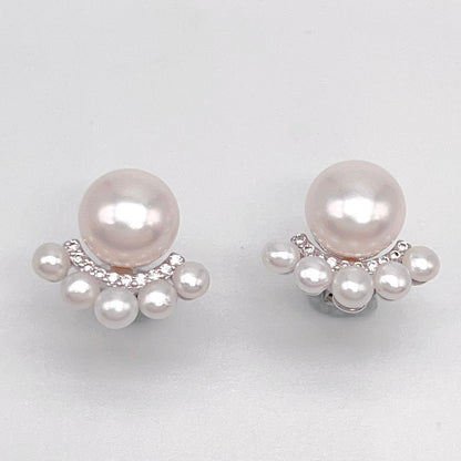 Antique Impression . Multi-pearl Ring & Earring Set in Silver 925 . Button & Lash