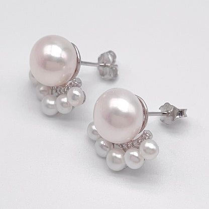 Antique Impression . Multi-pearl Ring & Earring Set in Silver 925 . Button & Lash