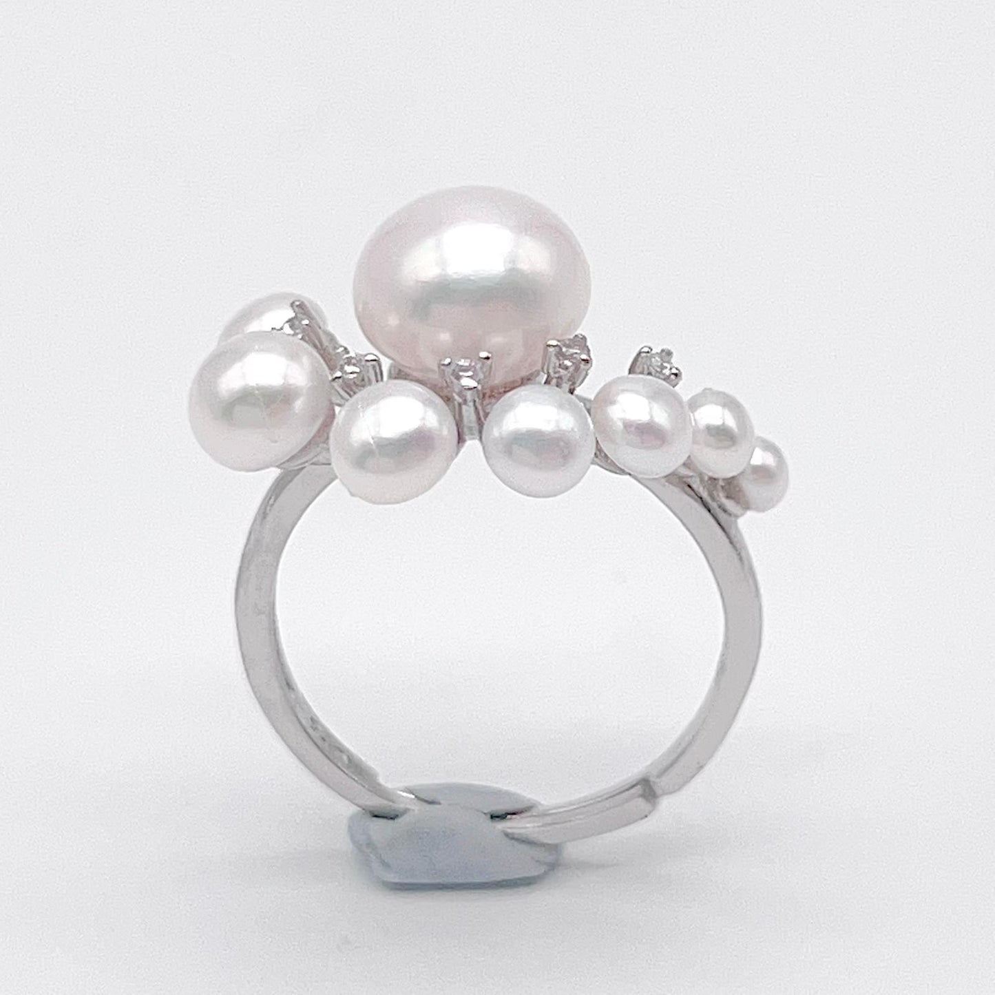 Antique Impression . Multi-pearl Ring & Earring Set in Silver 925 . Button & Lash