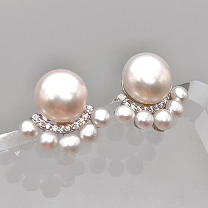 Antique Impression . Multi-pearl Ring & Earring Set in Silver 925 . Button & Lash