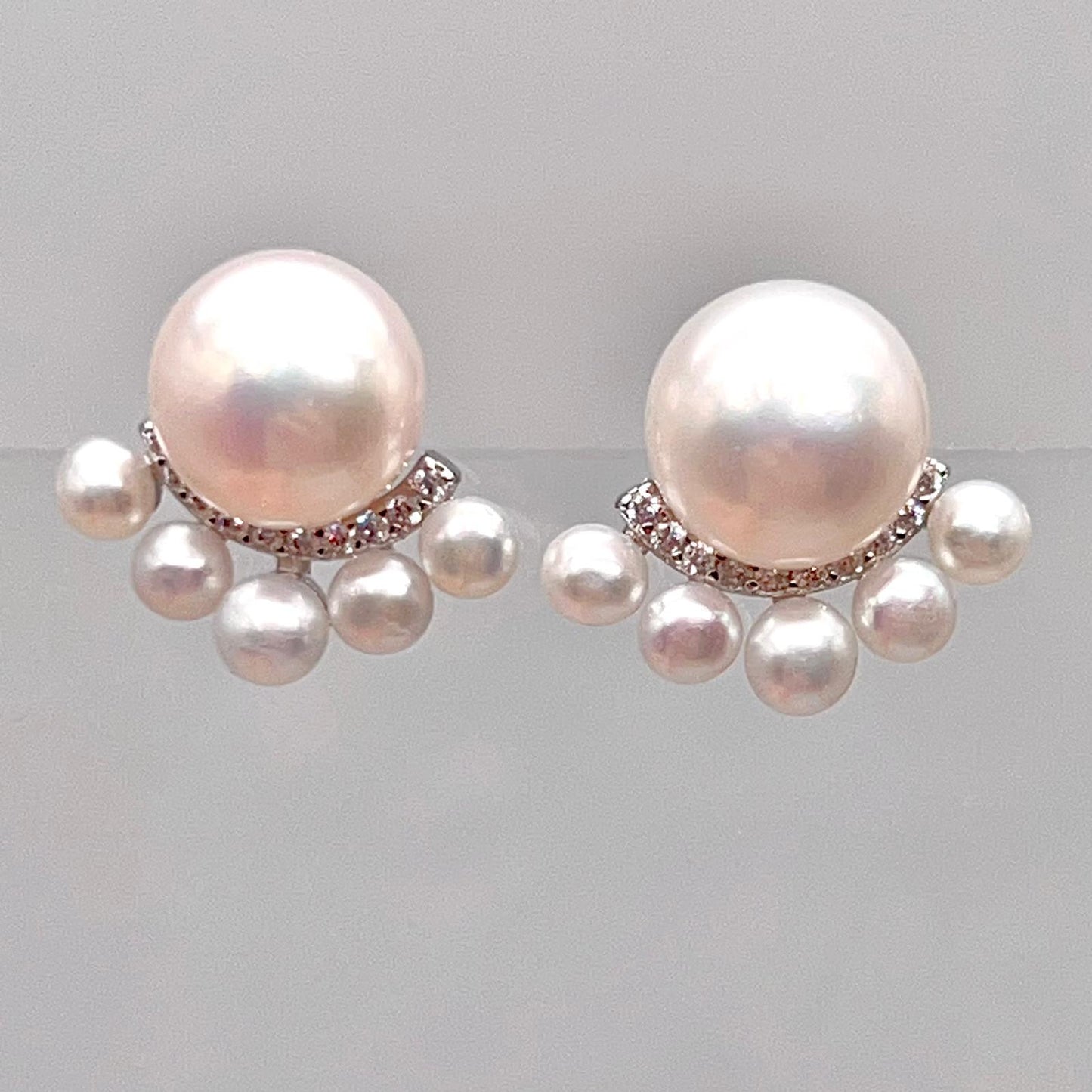 Antique Impression . Multi-pearl Ring & Earring Set in Silver 925 . Button & Lash
