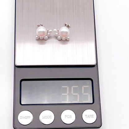 Antique Impression . Multi-pearl Ring & Earring Set in Silver 925 . Button & Lash