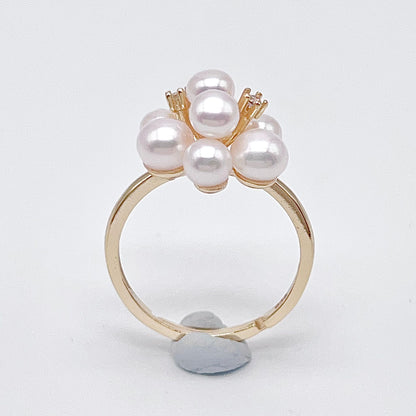 Antique Impression. Multi-pearl Ring & Earrings in Silver 925. Shooting Stars and Edelweiss