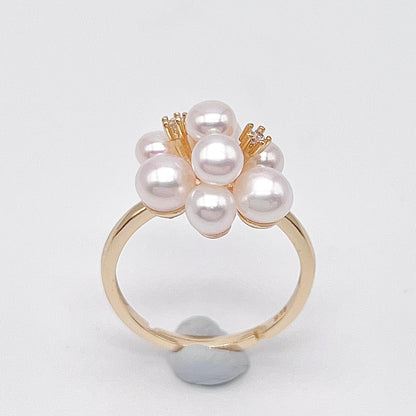 Antique Impression. Multi-pearl Ring & Earrings in Silver 925. Shooting Stars and Edelweiss