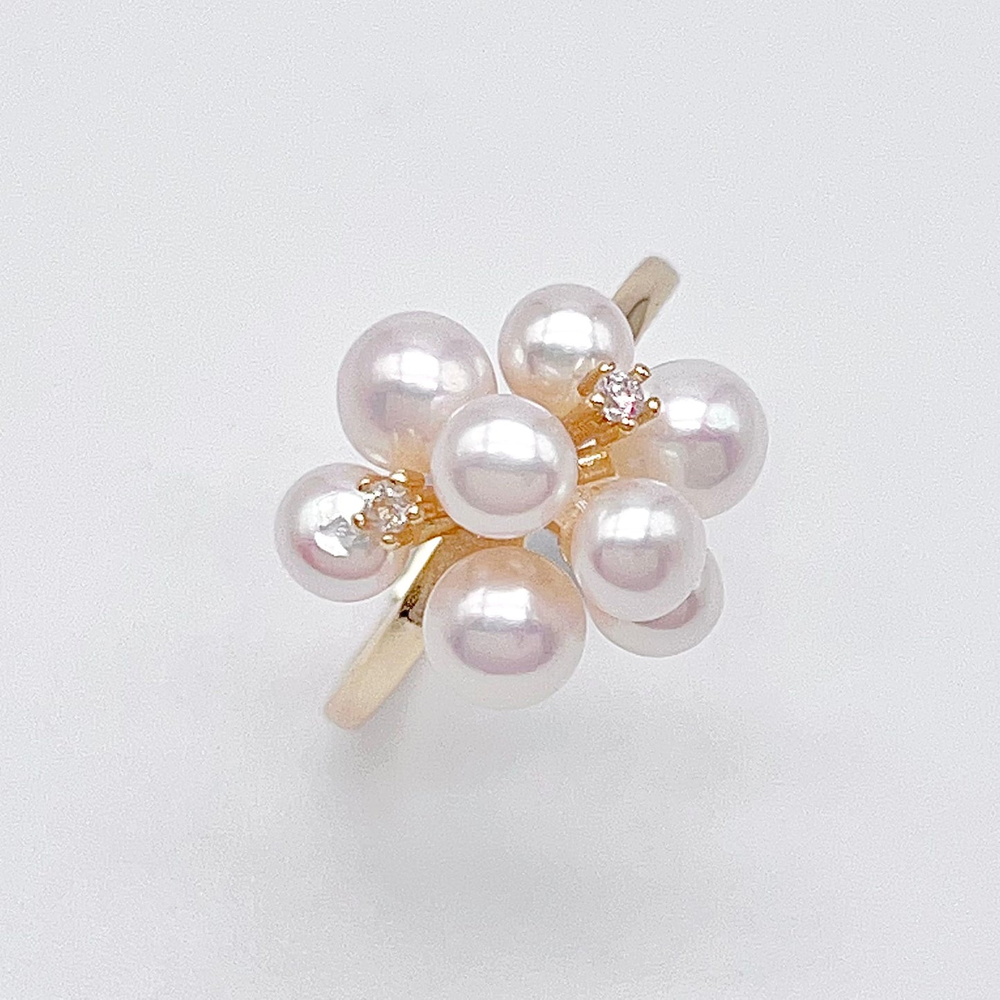 Antique Impression. Multi-pearl Ring & Earrings in Silver 925. Shooting Stars and Edelweiss