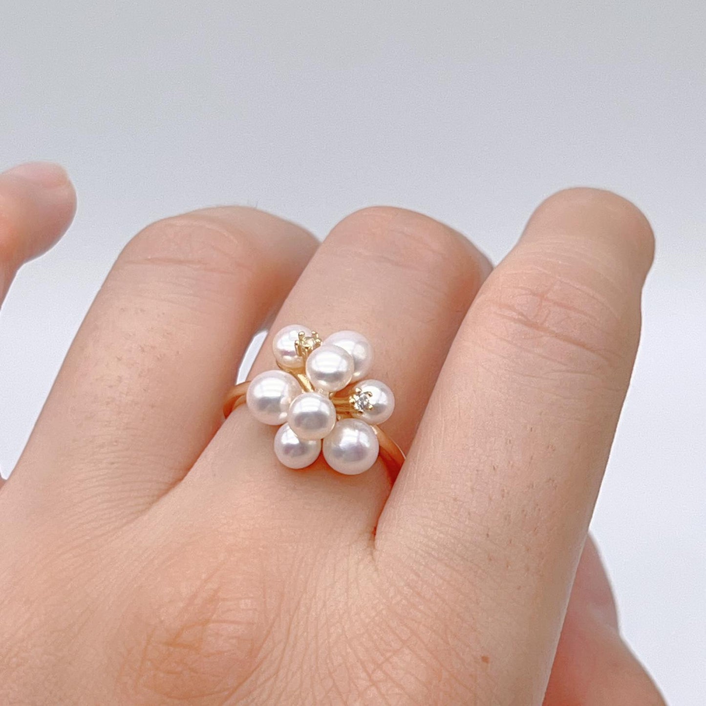 Antique Impression. Multi-pearl Ring & Earrings in Silver 925. Shooting Stars and Edelweiss