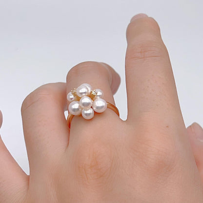 Antique Impression. Multi-pearl Ring & Earrings in Silver 925. Shooting Stars and Edelweiss