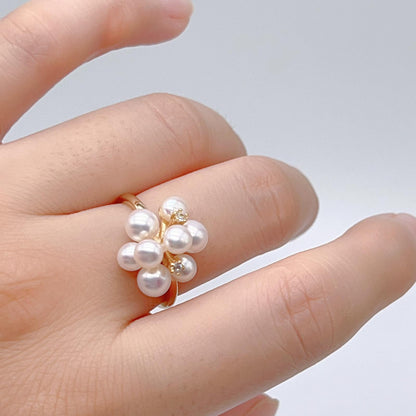 Antique Impression. Multi-pearl Ring & Earrings in Silver 925. Shooting Stars and Edelweiss