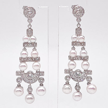 Antique Impression. Multi-pearl Earring in Silver 925. Edwardian Chandelier