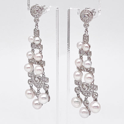 Antique Impression. Multi-pearl Earring in Silver 925. Edwardian Chandelier
