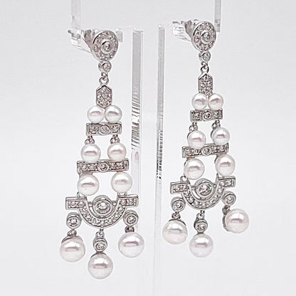 Antique Impression. Multi-pearl Earring in Silver 925. Edwardian Chandelier