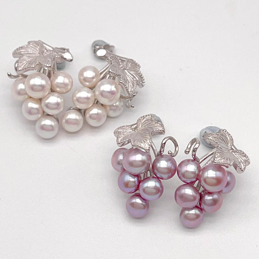 Antique Impression. Multi-pearl Earring in Silver 925. Pearl Grape