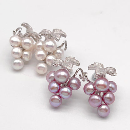 Antique Impression. Multi-pearl Earring in Silver 925. Pearl Grape