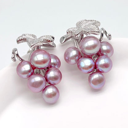 Antique Impression. Multi-pearl Earring in Silver 925. Pearl Grape