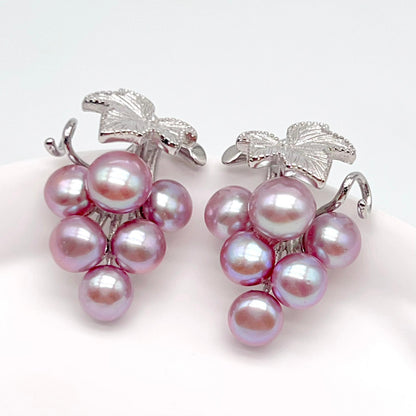 Antique Impression. Multi-pearl Earring in Silver 925. Pearl Grape
