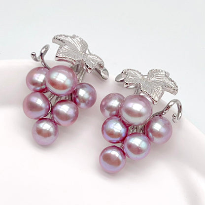 Antique Impression. Multi-pearl Earring in Silver 925. Pearl Grape