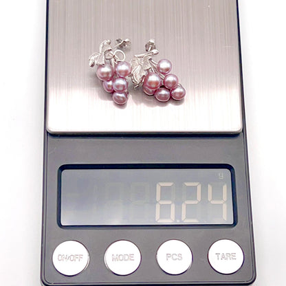 Antique Impression. Multi-pearl Earring in Silver 925. Pearl Grape