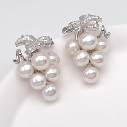 Antique Impression. Multi-pearl Earring in Silver 925. Pearl Grape