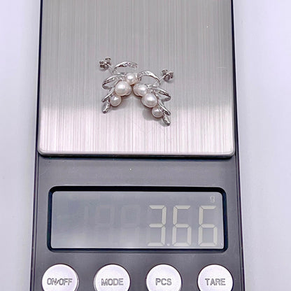 Antique Impression. Multi-pearl Ring and Earring Set in Silver 925. Ribbon & Snowball