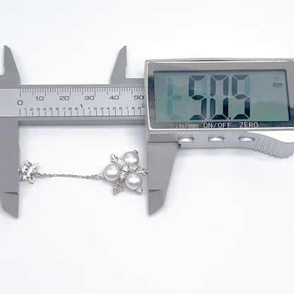 Contemporary Cocktail. Earring and Ring of Pearl Set in Silver 925. Triangular Snowflake