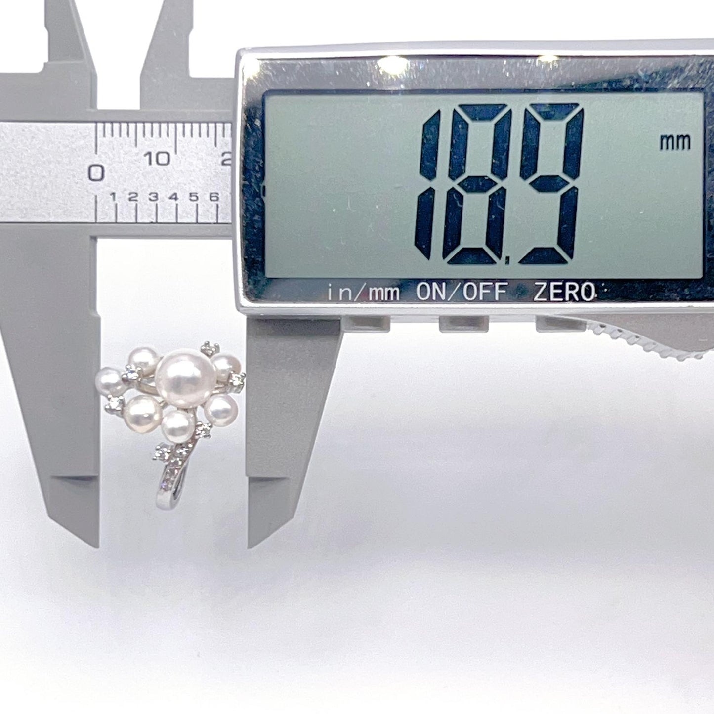 Contemporary Cocktail. Earring and Ring of Pearl Set in Silver 925. Triangular Snowflake