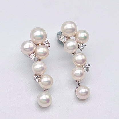 Antique Impression. Multi-pearl Ring & Earrings set in Silver 925. Star Cluster