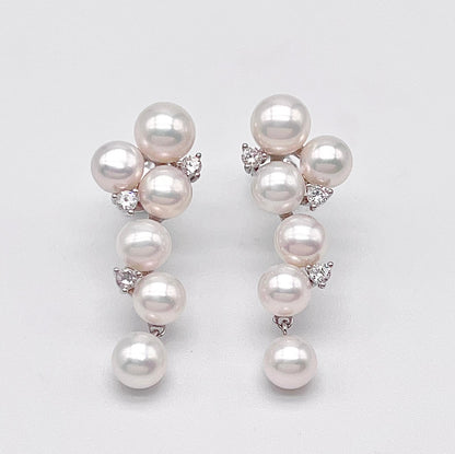 Antique Impression. Multi-pearl Ring & Earrings set in Silver 925. Star Cluster