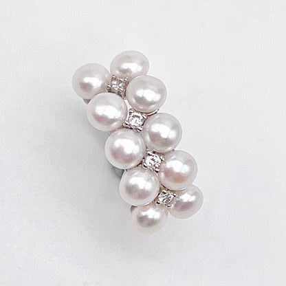 Antique Impression. Multi-pearl Ring & Earrings set in Silver 925. Star Cluster