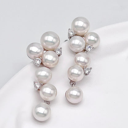 Antique Impression. Multi-pearl Ring & Earrings set in Silver 925. Star Cluster